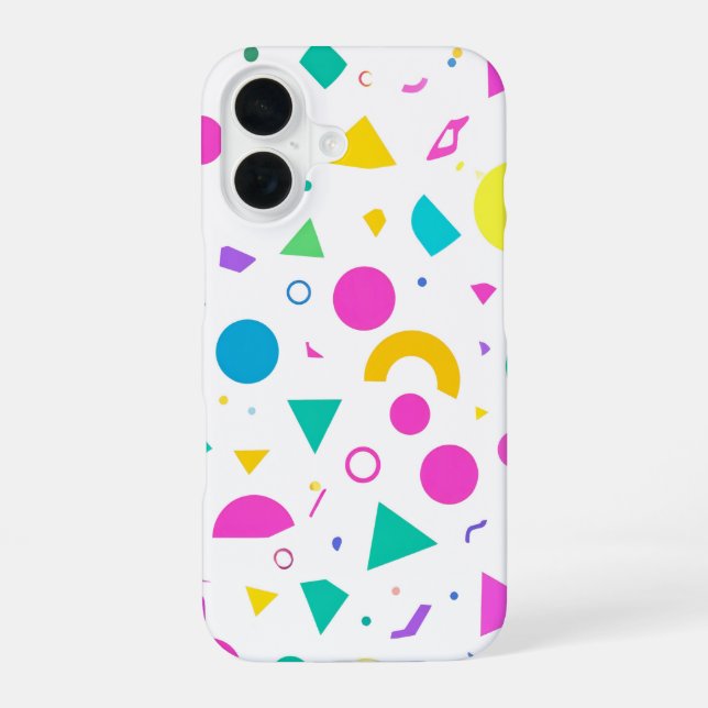 Playful Neon Memphis Geometric Retro Pattern iPhone Case (Back)