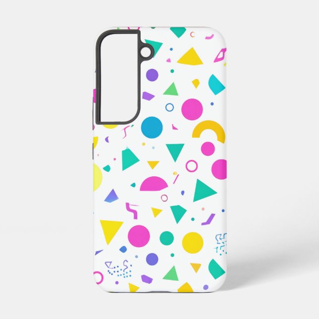 Playful Neon Memphis Geometric Retro Pattern Samsung Galaxy Case (Back)