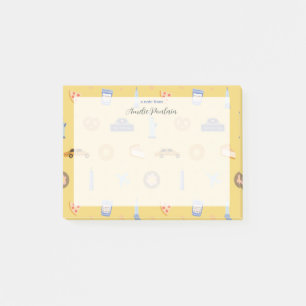 Playful New York City Pattern Custard Yellow Name Post-it Notes