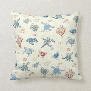 Playful Nursery Sandy Baby Turtles Throw Pillow
