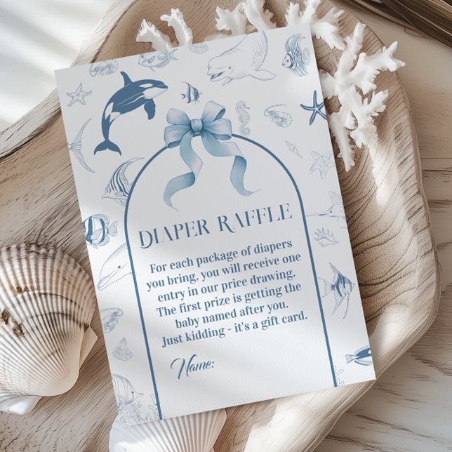 Playful Ocean Blue Diaper Raffle Enclosure Card (Creator Uploaded)