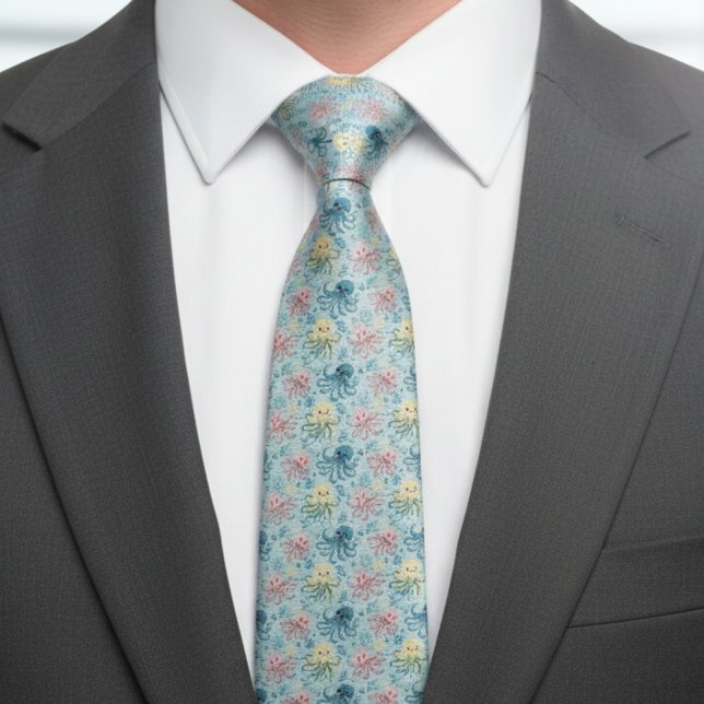 Playful Octopus Pattern – Blue Ocean Sea Life Neck Tie (Creator Uploaded)