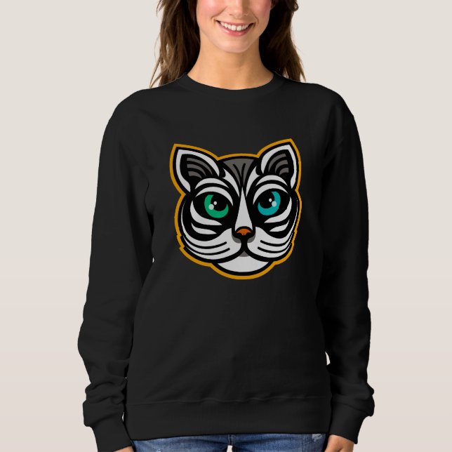 Playful Odd-Eyed Cat Sweatshirt Art (Front)