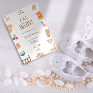 Playful Oh Baby! Cute Icon Baby Shower Invitation