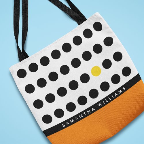 Playful Orange and Black Polka Dots Personalized Tote Bag