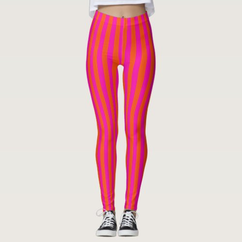 Playful Orange and Hot Pink Womens Exercise Pants