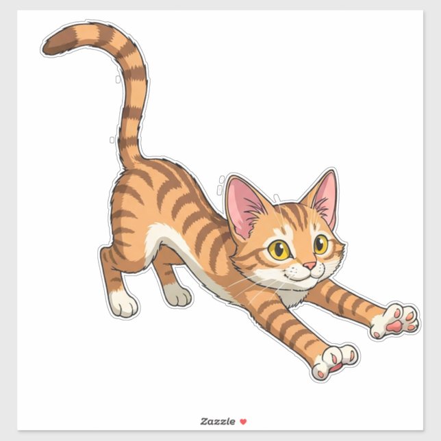 Playful Orange Kitten Cartoon Sticker (Sheet)