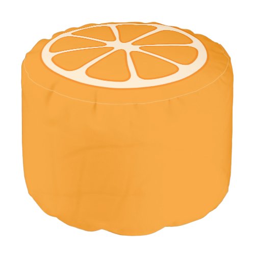 Playful Orange Round Pouf