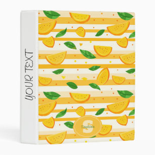 Playful Orange Slice Pattern with Green Leaves Mini Binder
