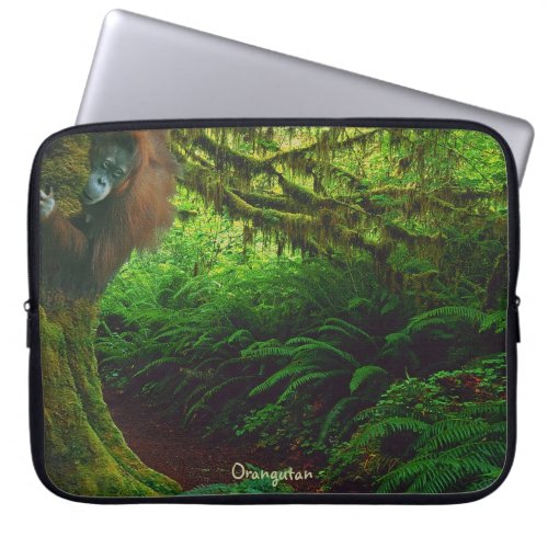 Playful Orangutan  in Borneo Jungle Laptop Sleeve