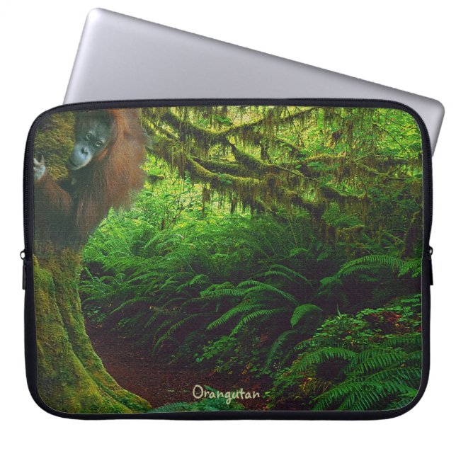 Playful Orangutan & in Borneo Jungle Laptop Sleeve (Front)