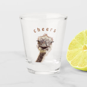 Playful Ostrich Funny Shot Glass Cheers - Smile