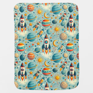 🚀Playful outer space Cute Galaxy Cosmic Nursery🌠 Baby Blanket