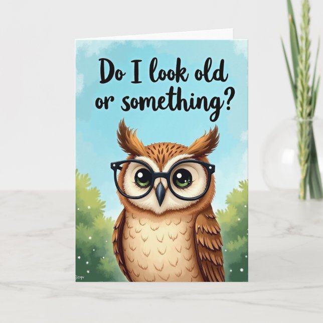 Playful Owl Birthday Card (Front)