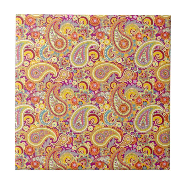 Playful Paisley Ceramic Tile (Front)
