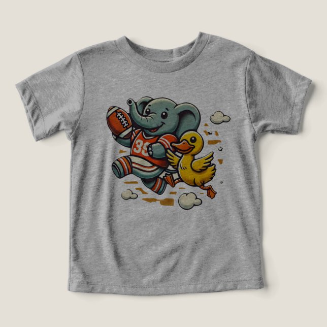 Playful Pals: Cartoon Elephant and Duck Toddler T-shirt (Design Front)