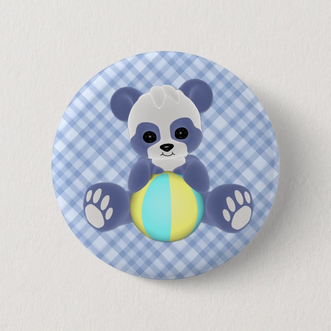 Playful Panda Baby Boy Button (Front)