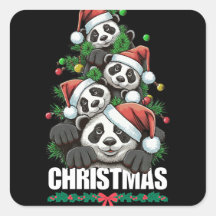 Playful Panda Christmas Sticker