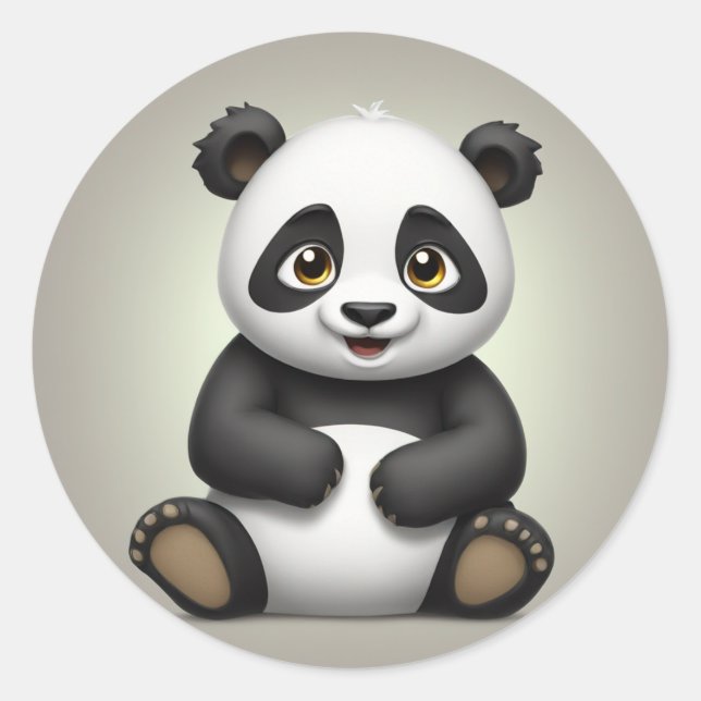 Playful Panda Classic Round Sticker (Front)