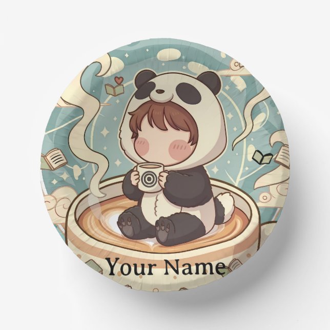 Playful Panda Coffee Ceramic Bowl (Front)