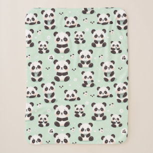 Playful Panda Pattern Sherpa Blanket