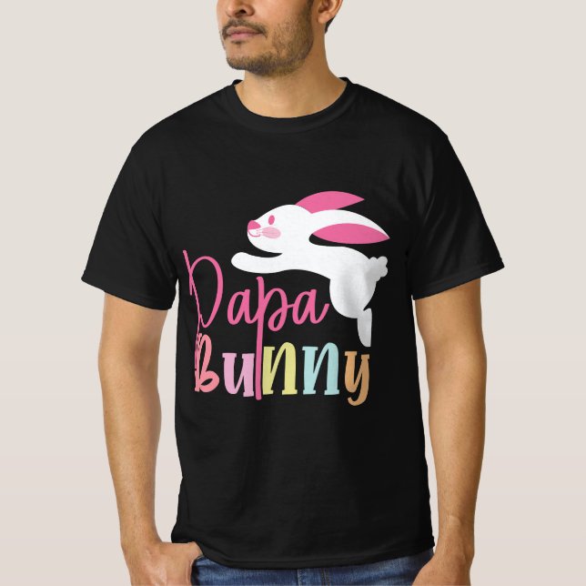Playful   Papa Bunny Easter Design T-Shirt (Front)