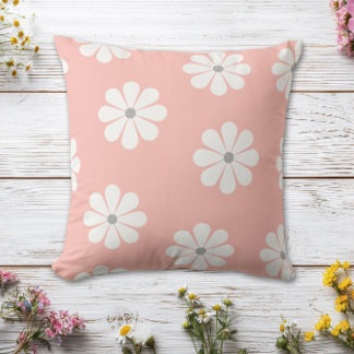 Playful Pastel Daisy Pattern Throw Pillow
