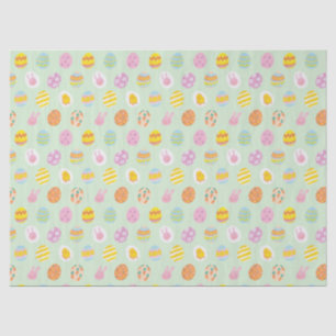 Playful Pastel Easter Eggs & Bunnies Spring Green  Tissue Paper