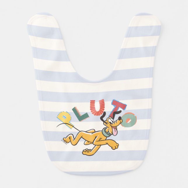 Playful Pastel Pluto Baby Bib (Front)