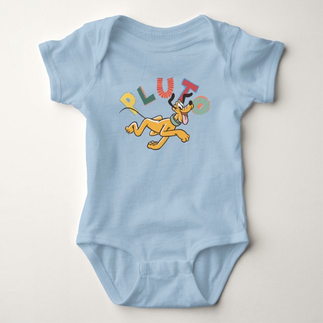 Playful Pastel Pluto Baby Bodysuit (Front)