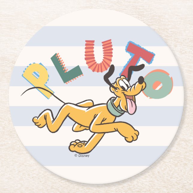 Playful Pastel Pluto Round Paper Coaster (Front)