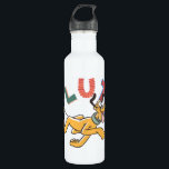 Playful Pastel Pluto Stainless Steel Water Bottle<br><div class="desc">Add a touch of whimsical charm to your collection with this delightful and energetic Pluto graphic! Featuring a happy, bounding Pluto set against a clean pale blue and white striped background, this design radiates a fresh, "sunny day" feel. The playful, mismatched typography spells out "PLUTO" in a mix of soft...</div>