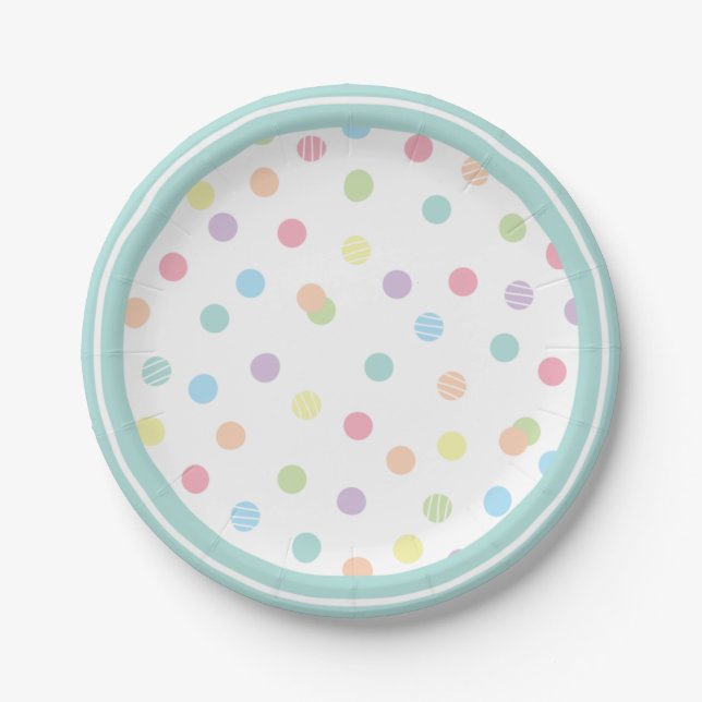 Playful Pastel Polka Dot  Paper Plates (Front)
