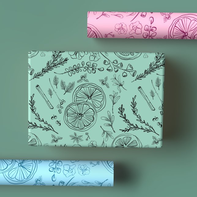Playful Pastel Whimsical Modern Nordic Line Art Wrapping Paper Sheets (Creator Uploaded)