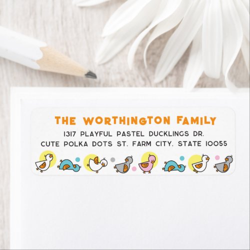 Playful Pastels Baby Ducklings Baby Shower Address Label