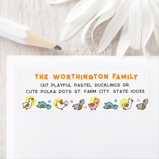 Playful Pastels Baby Ducklings Baby Shower Address Label (Insitu)