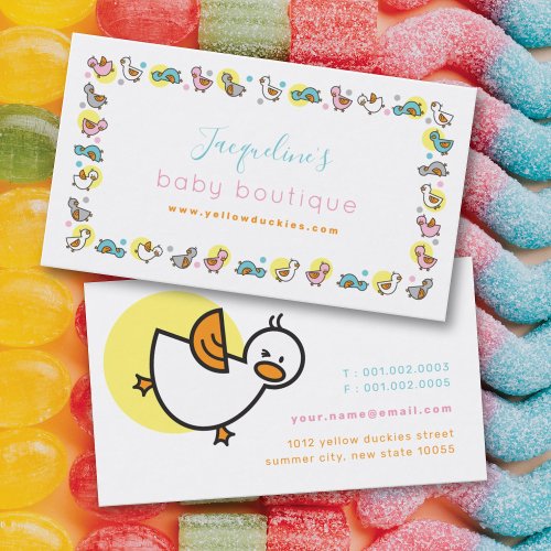 Playful Pastels Duckies  Cute Dots Business Card