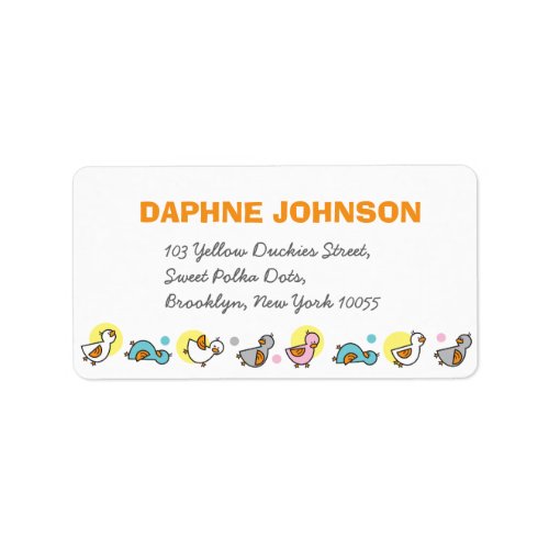 Playful Pastels Ducklings Girl Baby Shower Address Label