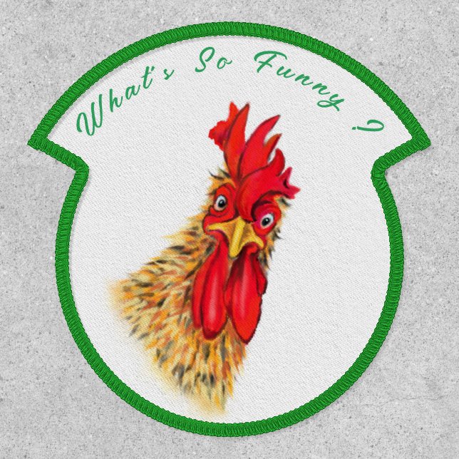 Playful Patch with Surprised Curious Rooster (Front)