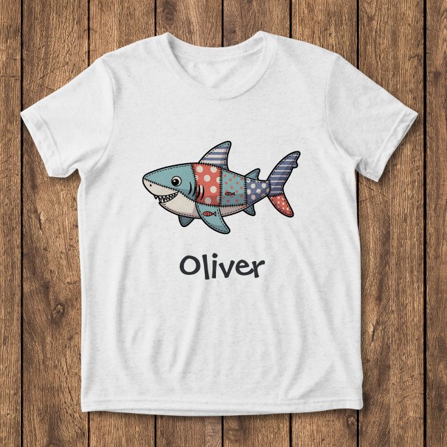 Playful Patchwork Shark Tri-Blend Shirt (Creator Uploaded)