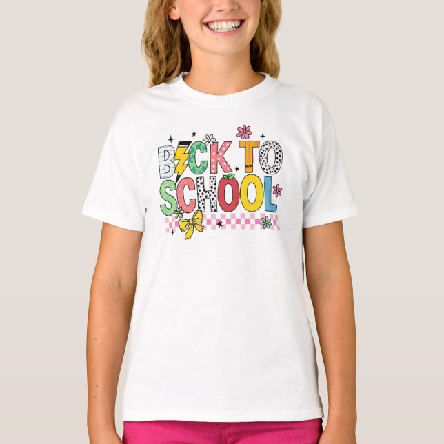 Playful Patterns "Back to School" Fun T-Shirt (Front)
