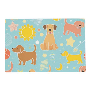 Playful Paw Print Pet Food Mat   Colorful Tennis
