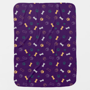 Playful Paw Prints and Bones Dog  Baby Blanket