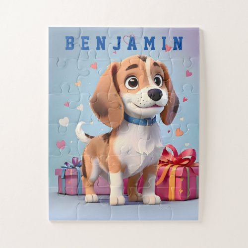 Playful Paws Beagle Puppy Colorful Gifts Galore Jigsaw Puzzle