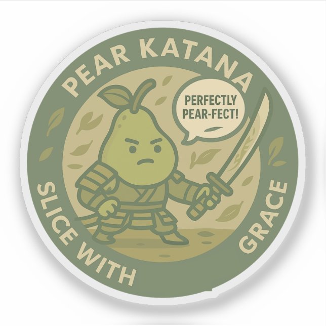Playful Pear Samurai Discipline  Sticker (Front)