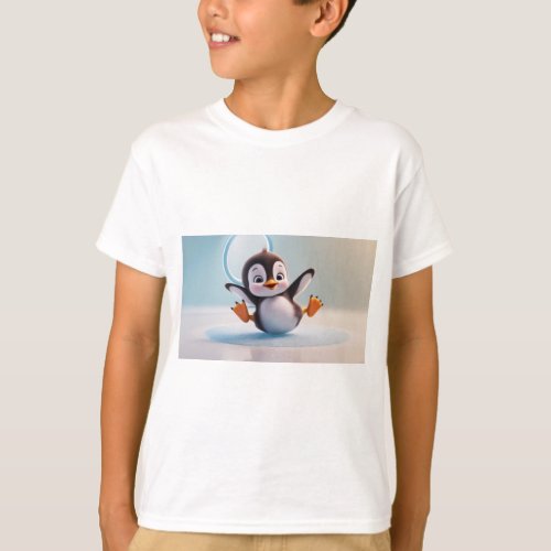 Playful Penguin Slide Adorable Baby Penguin  T_Shirt