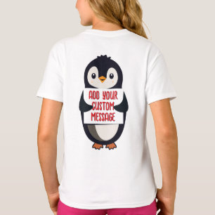 Playful penguin with a sign for your message T-Shirt