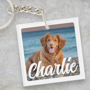 Playful Personalized Dog Lover Photo Pet Keychain