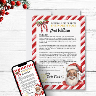 Playful Personalized Nice Kid Letter To Santa Fun  Holiday Card