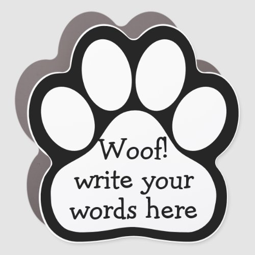 Playful Personalized Paw Print _ Black on White Car Magnet